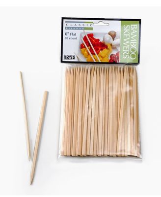 Bamboo Skewer 6in Flat- 50 Count