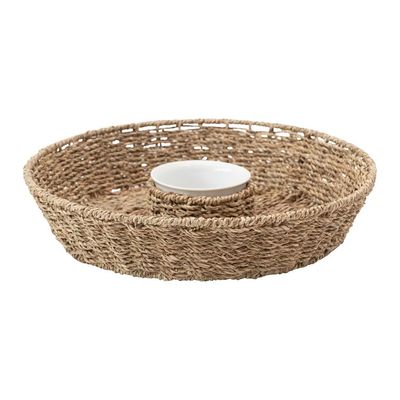 Round Hand-Woven Chip &amp; Dip Basket