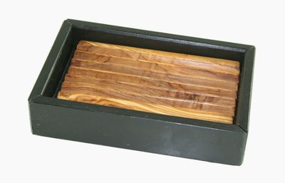 Slate &amp; Olive Wood Soap Dish 14 cm