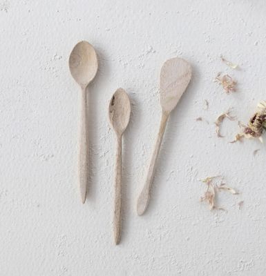 Hand-Carved Mango Wood Spoon, Bleached, 3 Styles