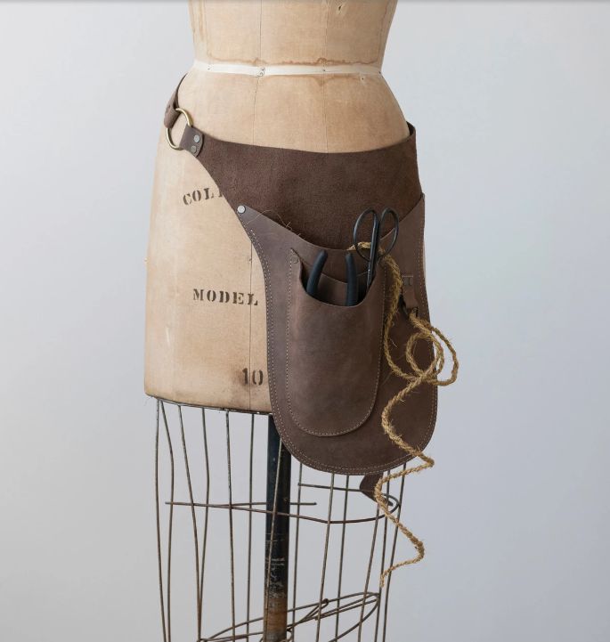 Leather Tool Pouch w/ Adjustable Strap &amp; 3 Pockets