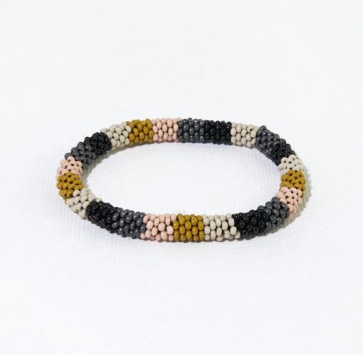 Grey Pink Citron Multi Stripe Slide and Stack Bracelet