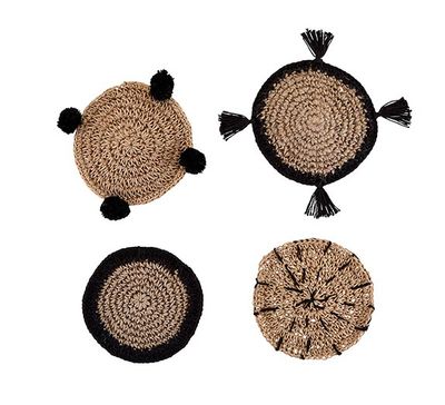 Seagrass Coaster Set (4) W/ Burlap Bag