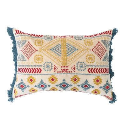 24&quot;L x 16&quot;H Velvet Lumbar Pillow with Fringe