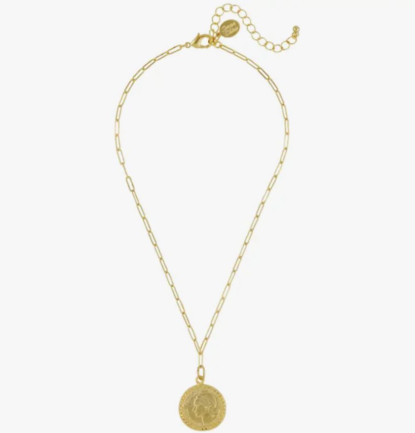 Paper Clip Chain &amp; Gold Coin Necklace