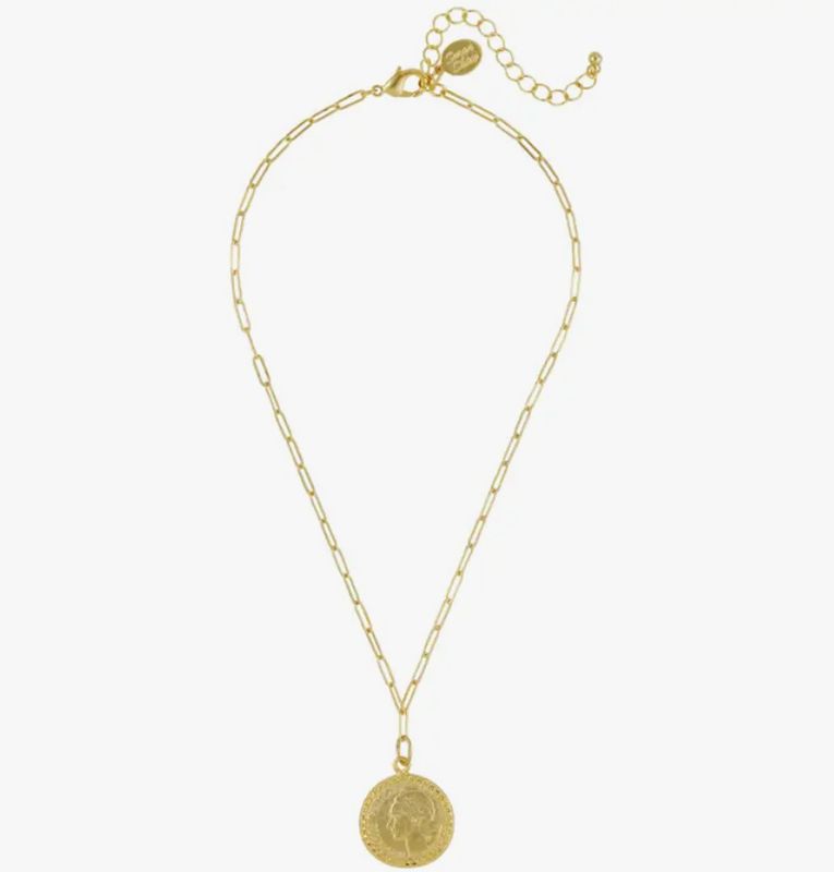 Paper Clip Chain &amp; Gold Coin Necklace