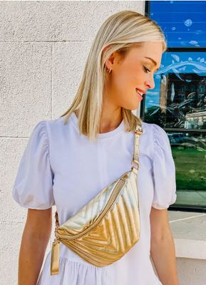 Charlotte Quilted Belt Bag 24k GOLD