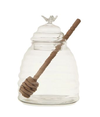 Glass Honey Jar w/ Wood Dipper