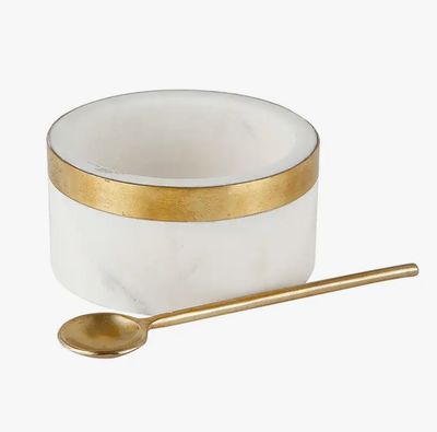 Marble Bowl with Brass Spoon