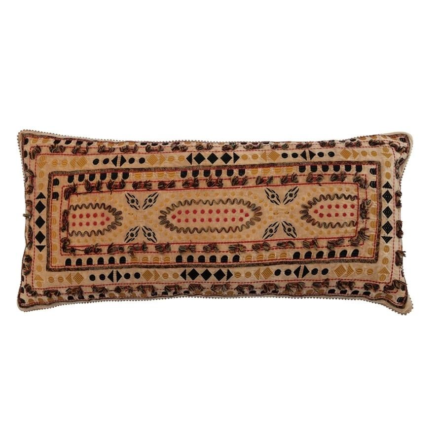 36&quot;L x 16&quot;H Velvet Lumbar Pillow