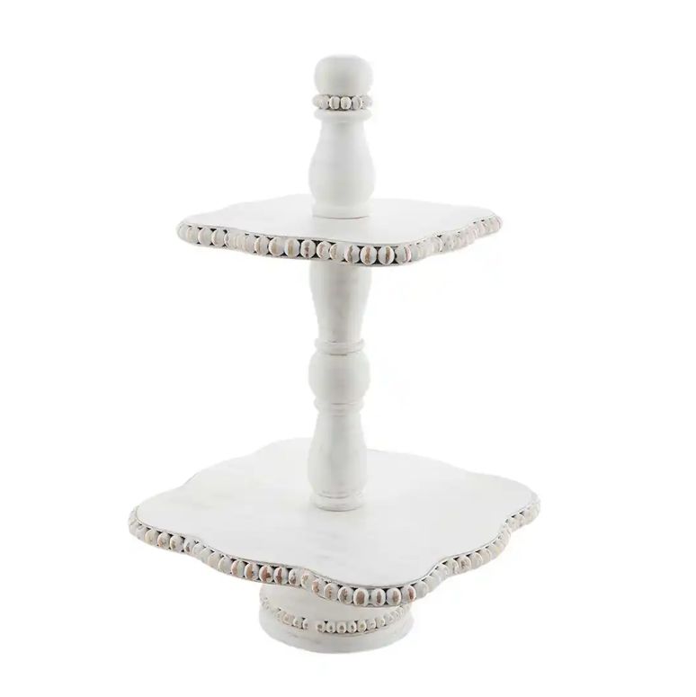 White Beaded Tiered Server