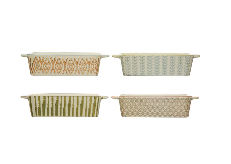 Hand Stamped Stoneware Baker (4 styles)