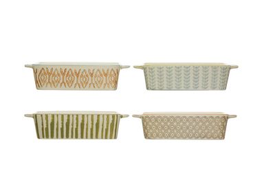 Hand Stamped Stoneware Baker (4 styles)