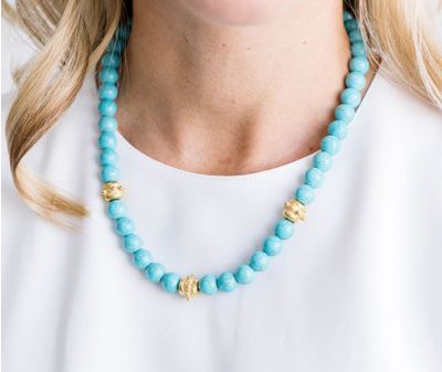 Genuine Turquoise handcast gold Bentley  Beads Necklace