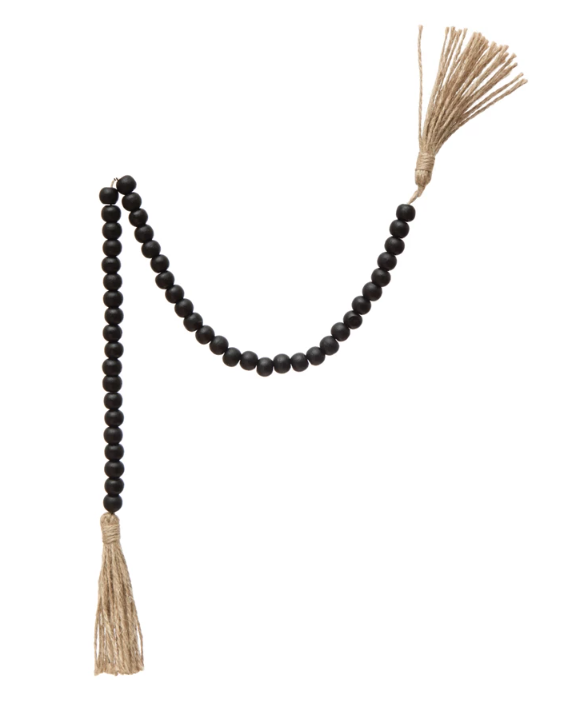 Wood Bead Garland w/ Jute Tassels 28&quot;