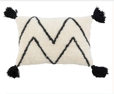 Tufted Lumbar Pillow w/ Chevron &amp; Tassels