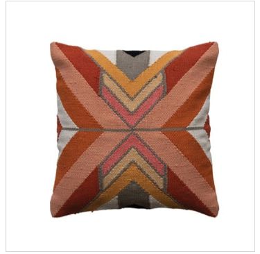 20&quot; Square Woven Cotton Pillow w/ Chevron pattern