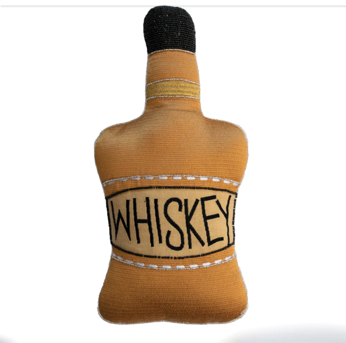 Cotton Bottle Shaped Whiskey Embroidery Pillow