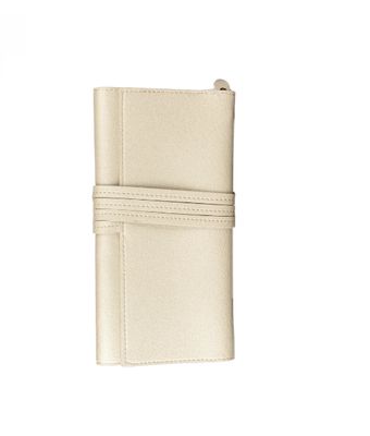Abby Travel Jewelry Roll in Pearl White