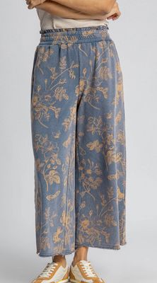 French Terry Floral Print Pants