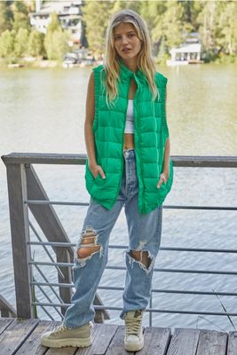 Mock Neck Sleeveless Puffer Vest