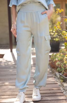 Rib Banded Satin Jogger Pants
