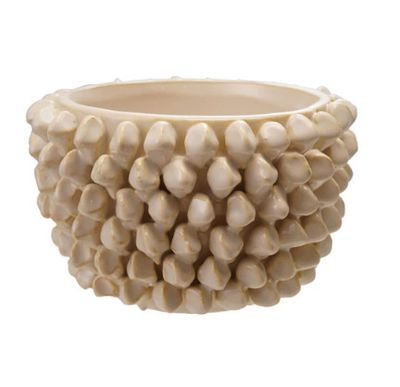 Stoneware Formed Planter, Cream