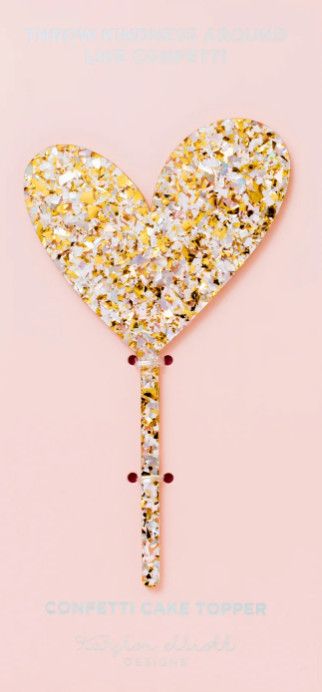 Pearl Confetti Cake topper- Heart