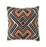 Cotton Embroidered Pillow w/ Pattern &amp; Fringe, Polyester Fill- 20inch