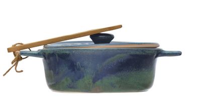 Stoneware Brie Baker with Bamboo Spreader