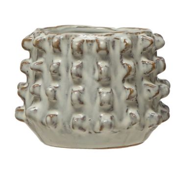 Stoneware Sculptural Planter- White