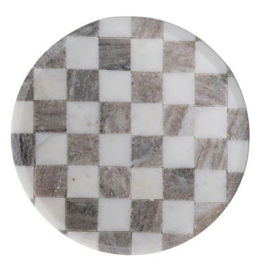 Marble Checkered Cheese/Serving Tray, Buff Color &amp; White