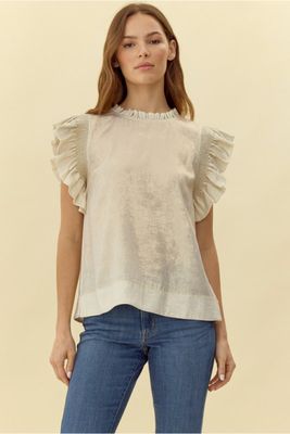 Pearl Metallic Ruffle Top