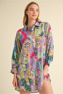Flower Button Down Dress