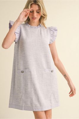 Lavender Tweed Ruffle Dress
