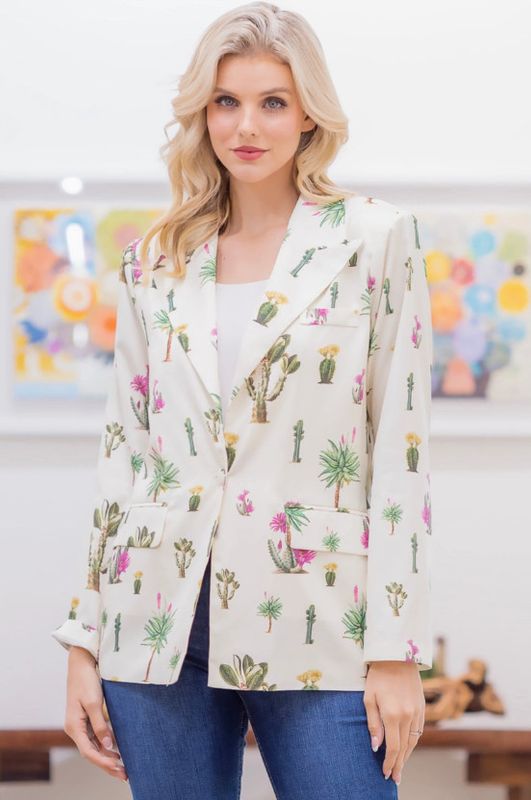 Oversized cactus print blazer