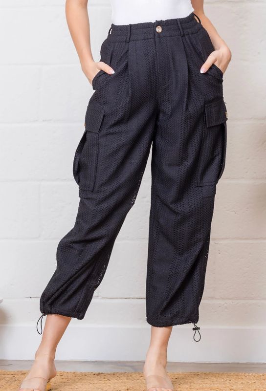 Textured Lace Side Pocket Pants
