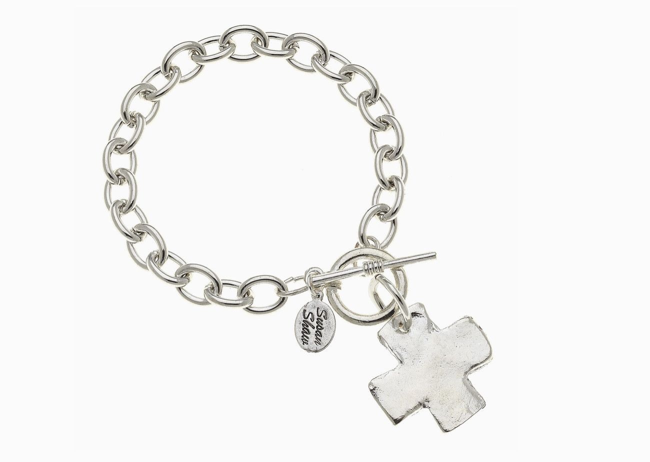 Silver cross bracelet