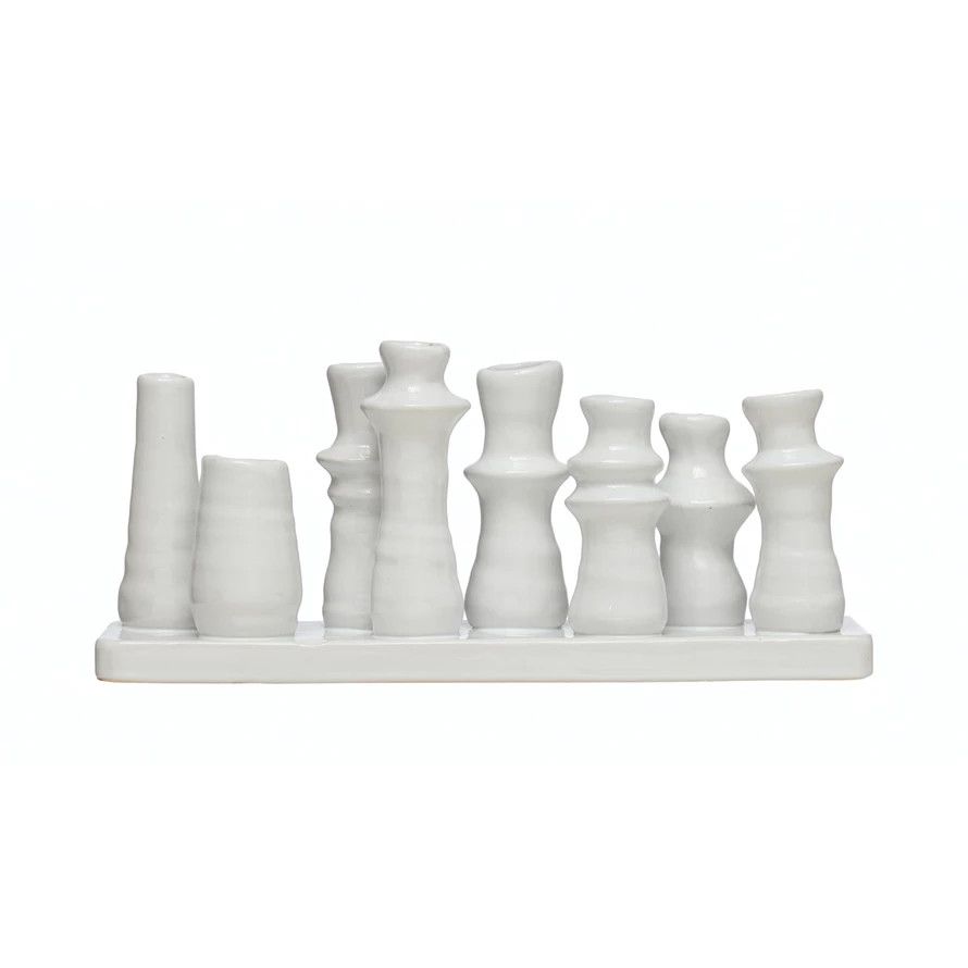 White Stoneware Multi-vase