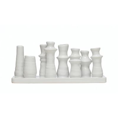 White Stoneware Multi-vase