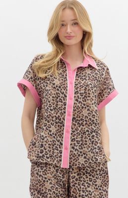 Leopard print short sleeve top