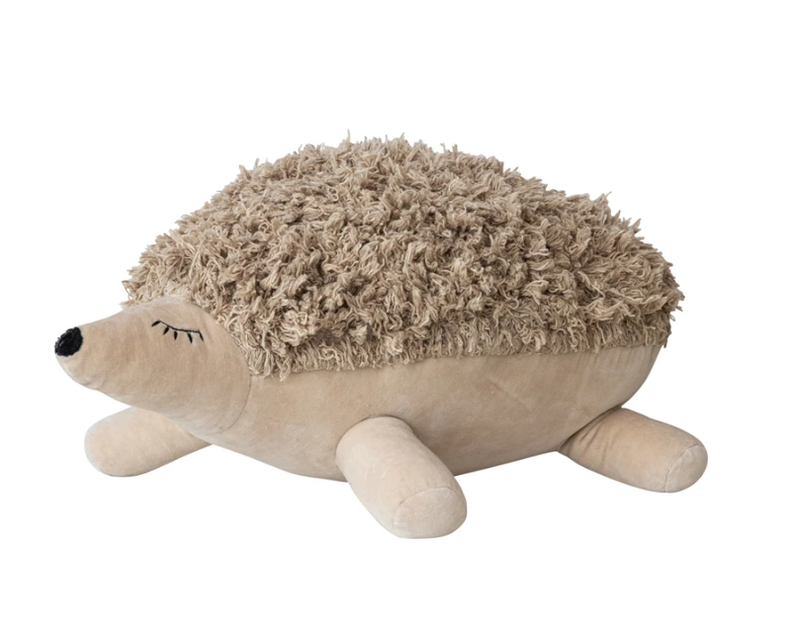 Cotton and velvet tufted hedgehog toy