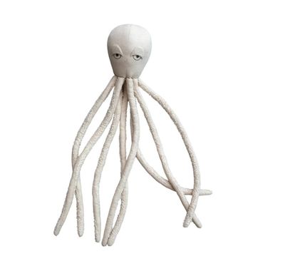 Round cotton sherpa and linen octopus shaped pillow