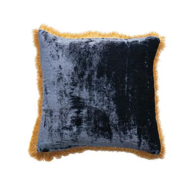 Square fabric blend pillow w/ fringe