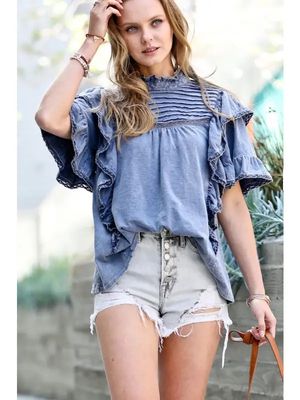 Vintage Washed Ruffle Lace Top