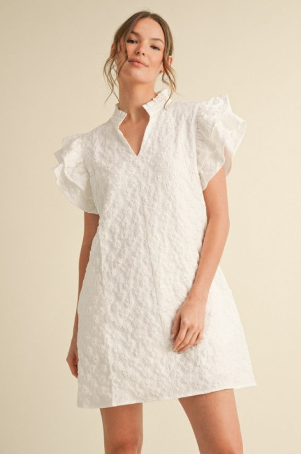 Floral embroidered dress, Color: off white, Size: S