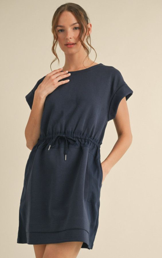 Jersey dress with U-neck