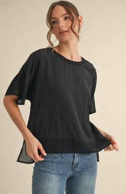 solid top with u-neck and drop shoulders
