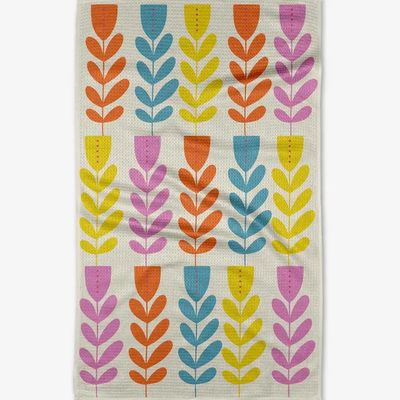 Folk Art Tulips Tea Towel