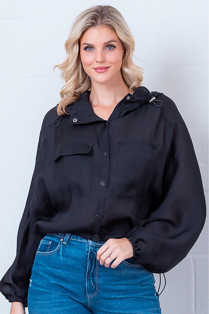 Black Lightweight Button Jacket, Size: Small